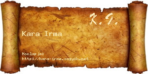 Kara Irma névjegykártya